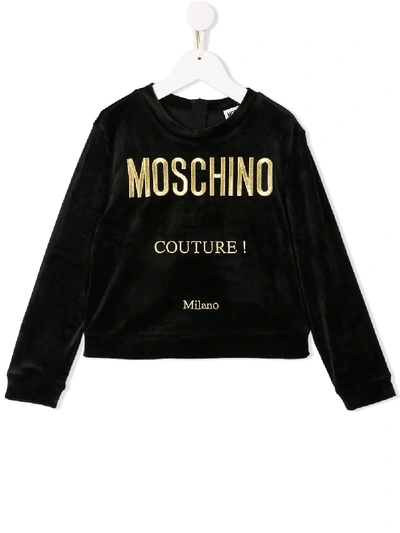 Shop Moschino Embroidered Logo Sweatshirt In Black