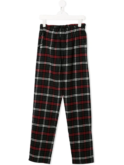 Shop Bonpoint Teen Check Trousers In Black