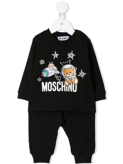 Shop Moschino Astronaut Teddy Tracksuit Set In Black