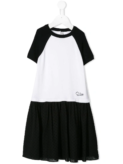 Shop Baby Dior Two-tone Logo Dress In Black