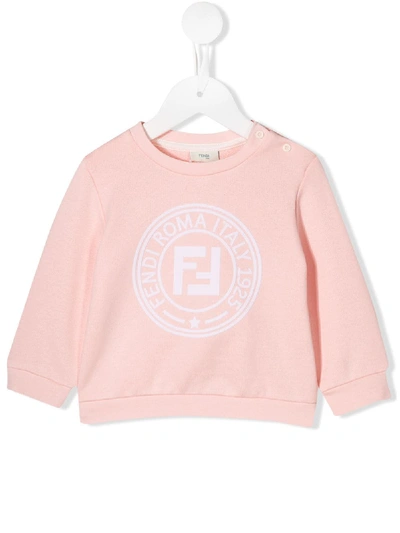 Shop Fendi Logo Print Sweatshirt In Pink