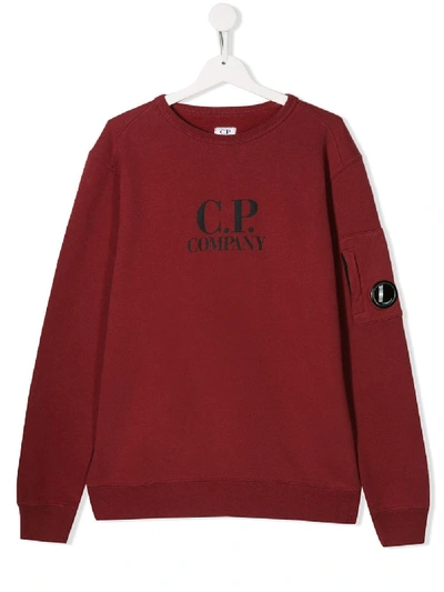 C.p. Company Logo Sweater In Red