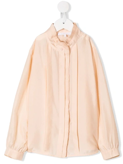 Shop Chloé Pleated Trim Blouse In Pink