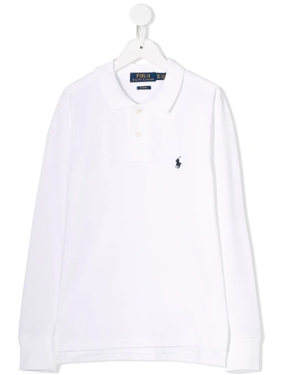 Polo Ralph Lauren Logo Embroidered Polo Shirt In White