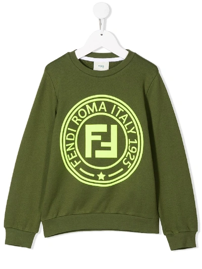 Shop Fendi Logo Sweatshirt In Green