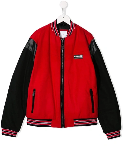 Shop Givenchy Contrast Sleeve Bomber Jacket In Red