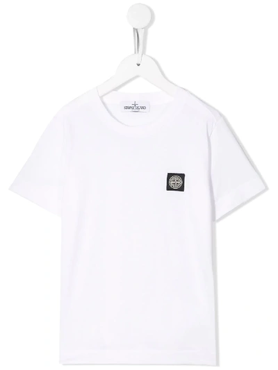 Shop Stone Island Junior Compass Patch T-shirt In White