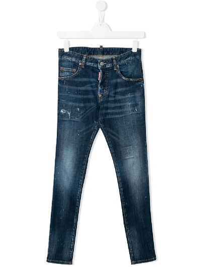 Shop Dsquared2 Teen Skater Jeans In Blue