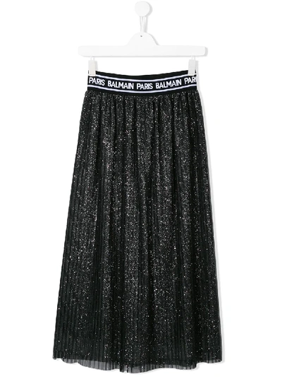Shop Balmain Logo Band Skirt In Black