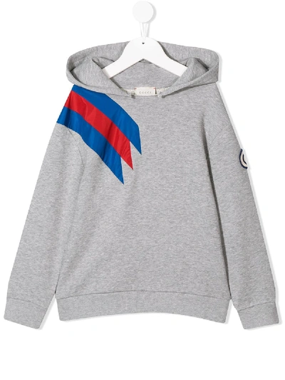 Shop Gucci Hooded Sweatshirt With Brand Patch In Grey