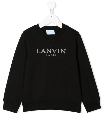 Shop Lanvin Enfant Logo Print Sweatshirt In Black