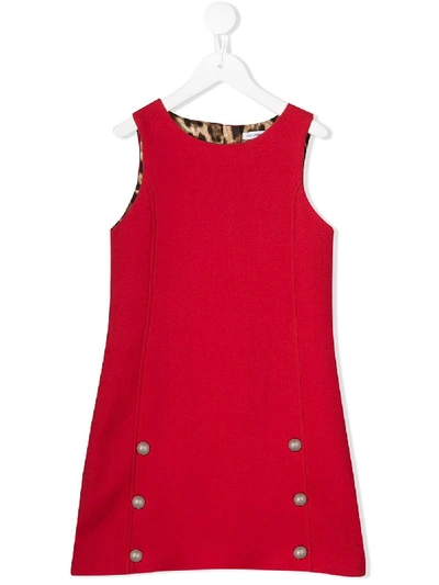 Shop Dolce & Gabbana Button Embellished Dress In Red