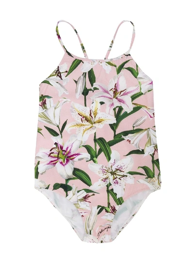 Shop Dolce & Gabbana Floral One-piece Swimsuit In Pink