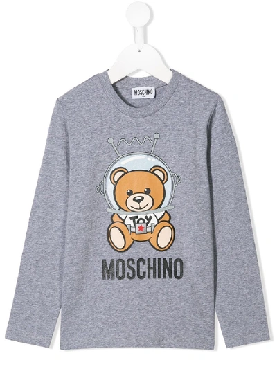 Shop Moschino Teddybear T-shirt In Grey