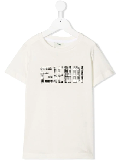 Shop Fendi Jersey Logo T-shirt In White
