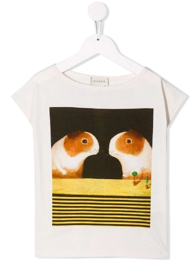 Shop Gucci T-shirt Mit Meerschweinchen In Neutrals