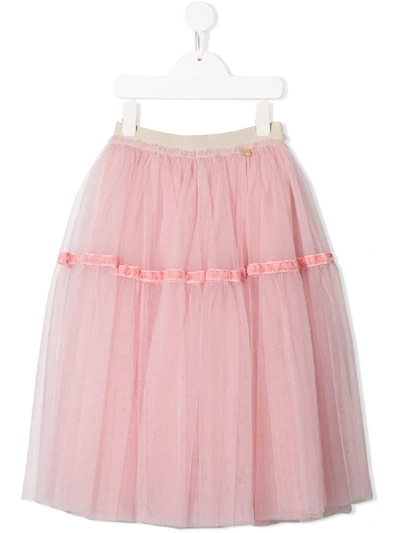 Shop Simonetta Tulle Midi Skirt In Pink