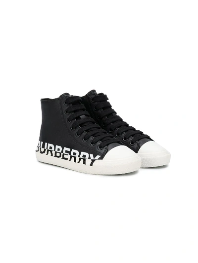 Shop Burberry Logo Hi-top Sneakers In Black