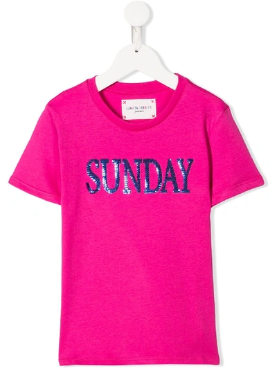 Shop Alberta Ferretti Sunday Embroidered T-shirt In Pink