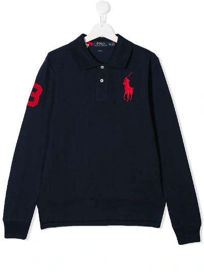 Shop Ralph Lauren Teen Embroidered Logo Polo In Blue
