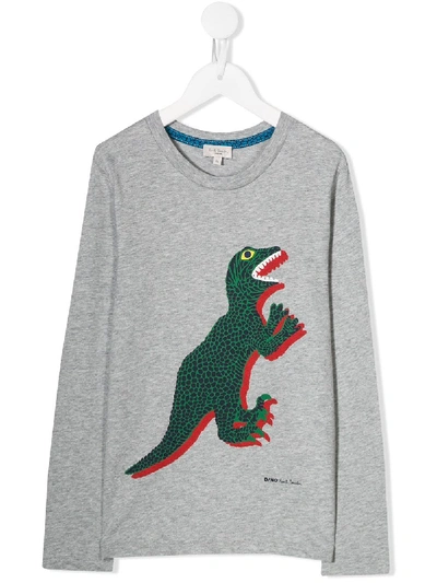 Paul Smith Junior Dinosaur Print Sweatshirt In Grey