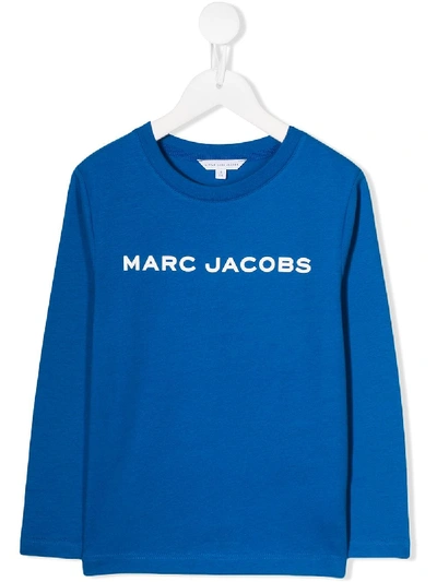 Shop Little Marc Jacobs Logo Print Longsleeved T-shirt In Blue