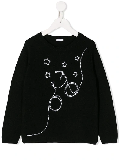 Shop Il Gufo Embroidered Detail Sweater In Black
