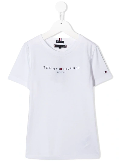 Shop Tommy Hilfiger Junior Short-sleeve Logo T-shirt In White