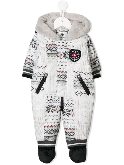 Shop Lapin House Hooded Padded Snowsuit In White