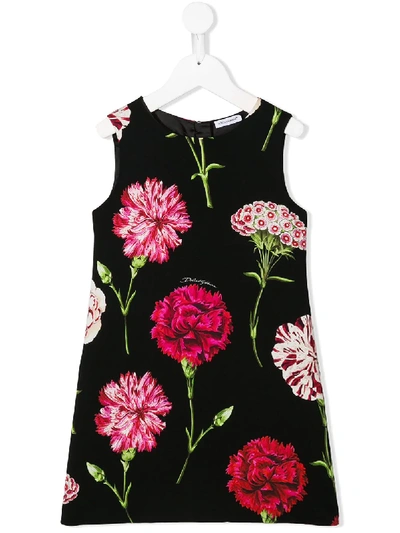 Shop Dolce & Gabbana Floral Print Shift Dress In Black