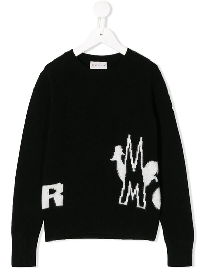 Shop Moncler Intarsien-pullover Mit Logo In Black