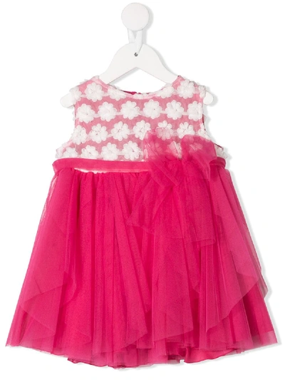 Shop Aletta Floral Patterned Tulle Dress In Pink