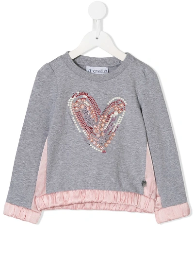 Shop Simonetta Embellished Heart Sweatshirt In Grey