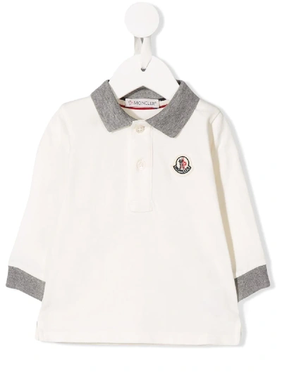 Shop Moncler Logo Polo Top In White