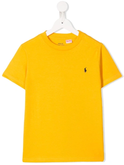 Shop Ralph Lauren Logo Embroidered T-shirt In Yellow