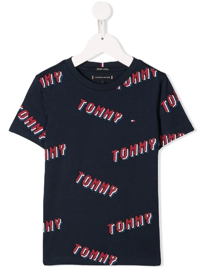 Shop Tommy Hilfiger Junior Printed T-shirt In Blue