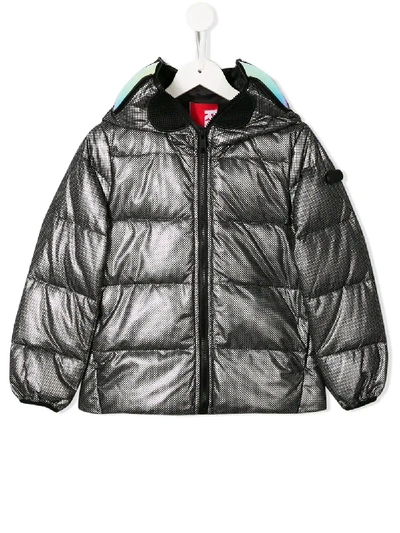 Shop Ai Riders On The Storm Hooded Puffer Jacket In Silver