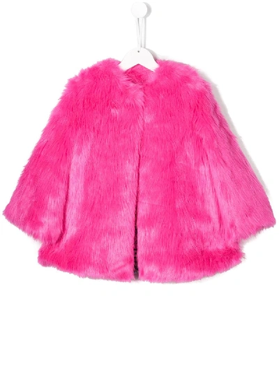 Shop Msgm Faux Fur Sequin Jacket In Pink
