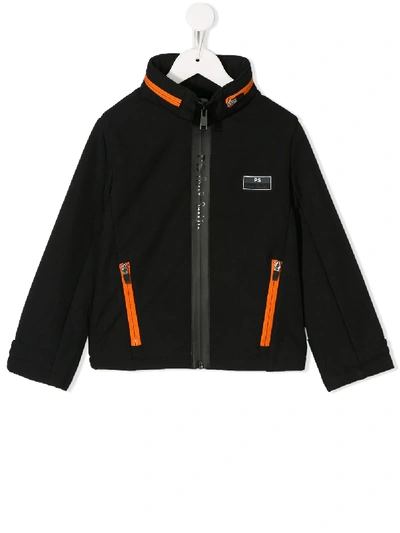 Shop Paul Smith Junior Contrast Zip Up Jacket In Black