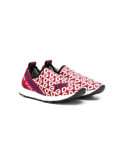 Shop Dolce & Gabbana Teen Slip-on Sneakers In Red