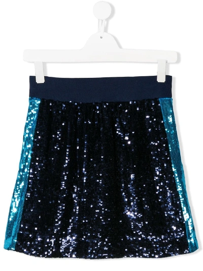 Shop Alberta Ferretti Teen Sequined Skirt In Blue