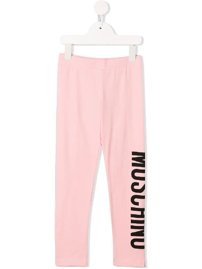 Shop Moschino Logo Print Leggings In Pink