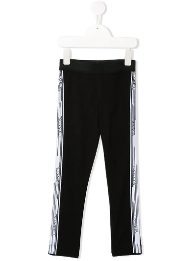 Lanvin Enfant Logo Print Side Panel Leggings In Black