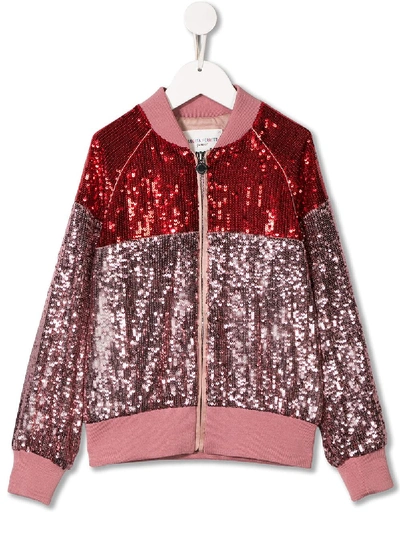 Shop Alberta Ferretti Sequin Embellished Bomber Jacket In Pink