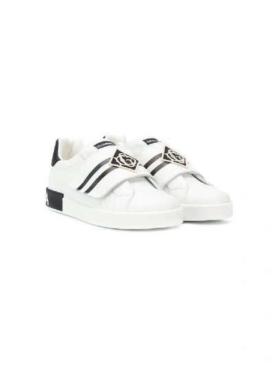 Shop Dolce & Gabbana Touch-strap Stripe Sneeakers In White