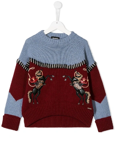 Shop Dsquared2 Crew Neck Knit Sweater In Red