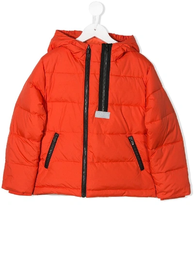 Shop Kenzo Asymmetric Zip Down Jacket In Orange