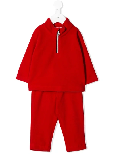 Shop Moncler Front Zip Tracksuit In Red