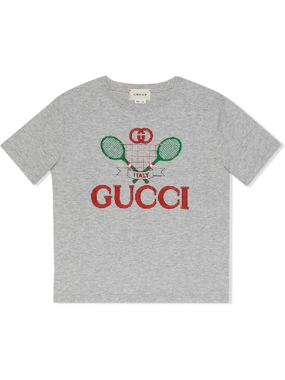 Shop Gucci Tennis T-shirt In Grey