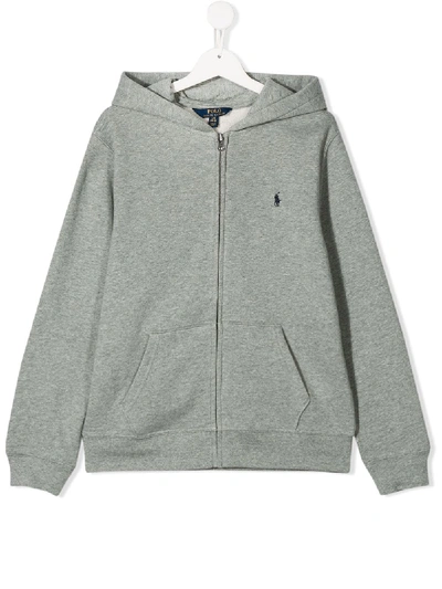 Shop Polo Ralph Lauren Teen Hooded Sweatshirt In Grey